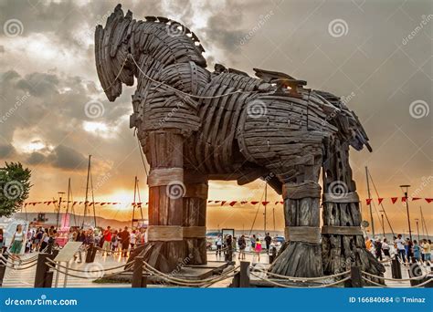 Symbolic Wooden Trojan Horse Statue in Canakkale City Center. Turkey ...