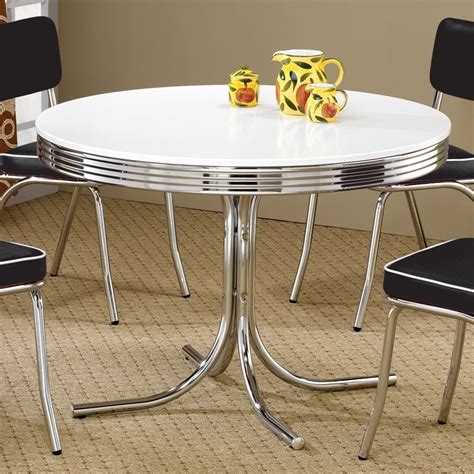 Shop Coaster Fine Furniture Retro White Round Dining Table at Lowes.com