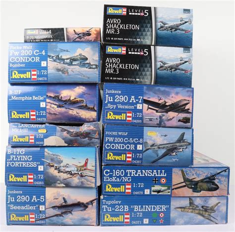 Twelve Revell 1:72 scale Fighter Aircraft model kits