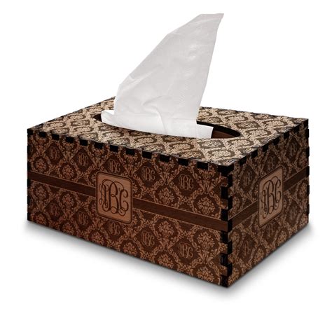 Monogrammed Damask Birch Wood Tissue Box Cover - Rectangle (Personalized) - YouCustomizeIt