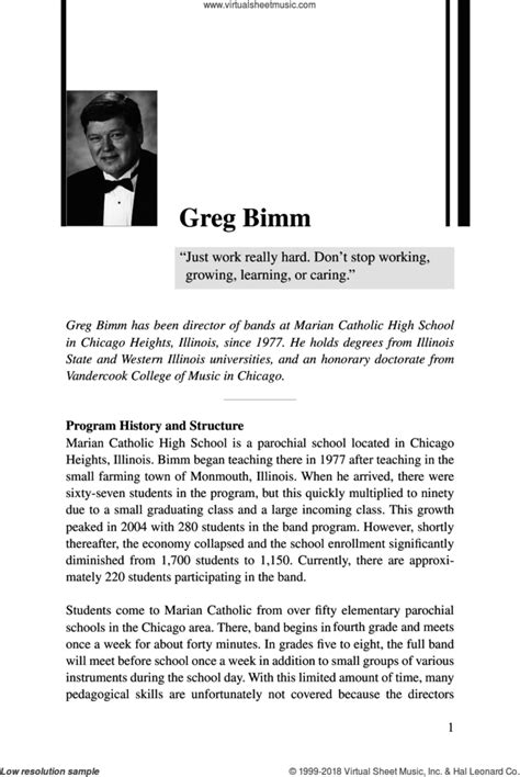 Rehearsing the High School Band sheet music (PDF)