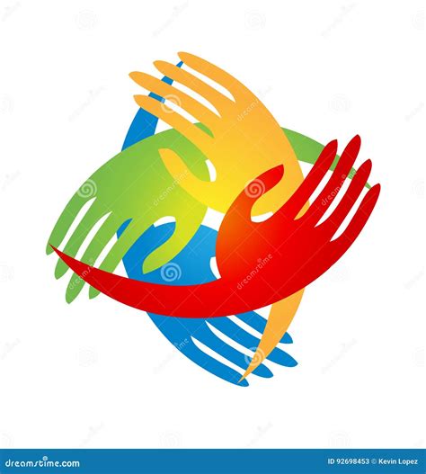 Team Hands Coming Together Logo Stock Vector - Illustration of athletes, group: 92698453