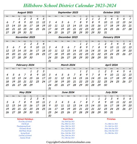 Hillsboro School District Calendar 2023-2024 School District Calendars