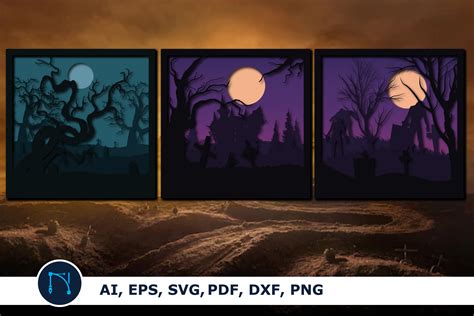 Layer Halloween Frame Wall SVG Bundle Graphic by NGISED · Creative Fabrica