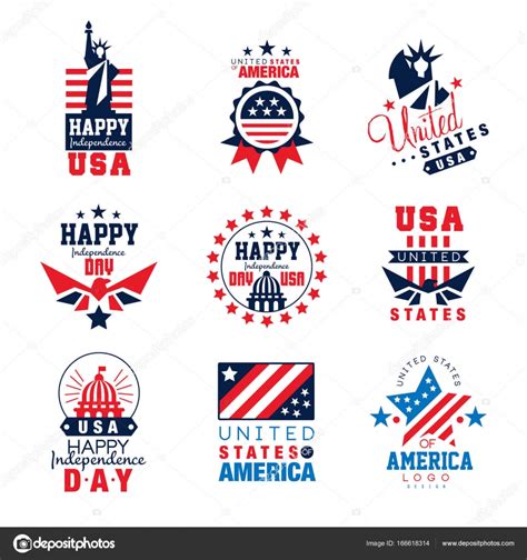 United states of America logo templates set, Happy Independence Day ...