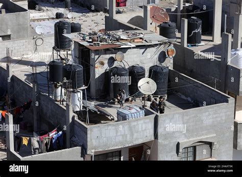 General view of Palestinian homes and buildings in the Rafah refugee ...