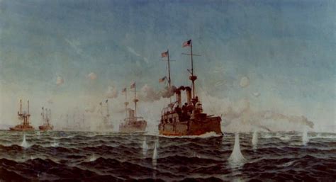 "Battle of Manila Bay, 1 May 1898", painting by Fred S. Cozzens. The U ...