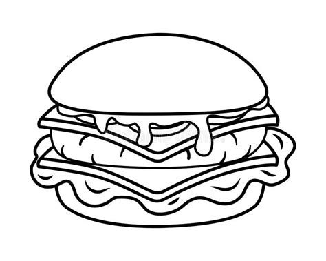 Hamburger Icon Cartoon Black and White Stock Vector - Illustration of ...