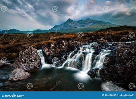 Sligachan Waterfall United Kingdom Stock Photo - Image of clouds ...