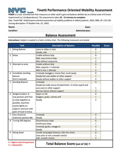 Test Tinetti - Fill Online, Printable, Fillable, Blank | pdfFiller