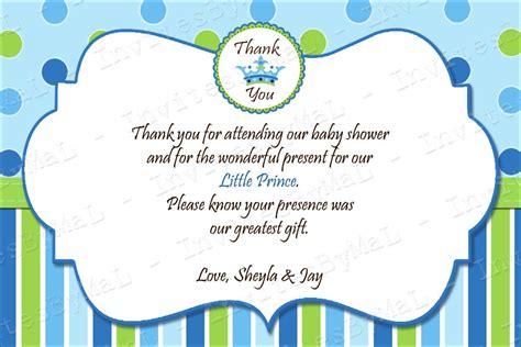 Thank You Card Baby Shower Sample