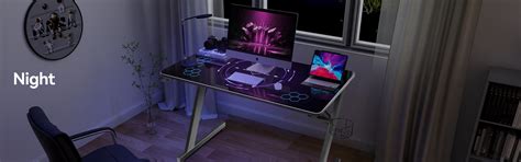 Elecwish Tempered Glass Desktop RGB LED Gaming Desk S-001