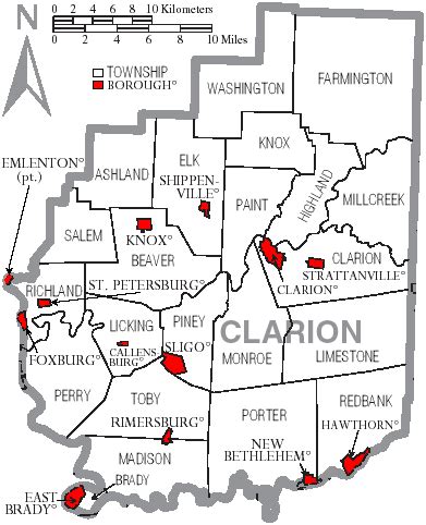 Clarion County, PA Municpalities and Townships Map | Clarion county, Clarion, Pennsylvania