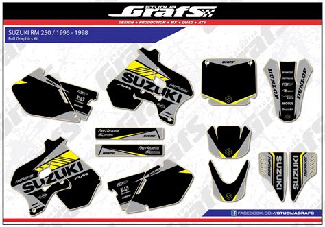 1996 1997 1998 RM 250 Graphics Kit For SUZUKI 250RM RM250 Decals Stickers Gray | eBay