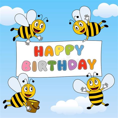 Funny Bees Happy Birthday. Funny bees flying in the sky with happy ...