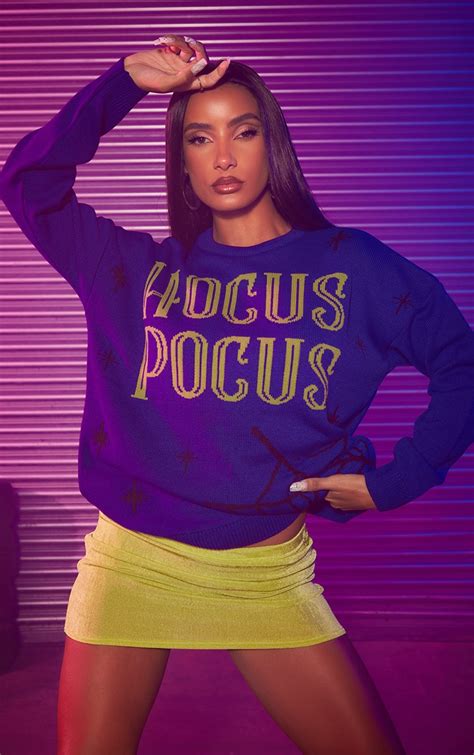 Purple Hocus Pocus Halloween Oversized Knit Sweater | PrettyLittleThing CA