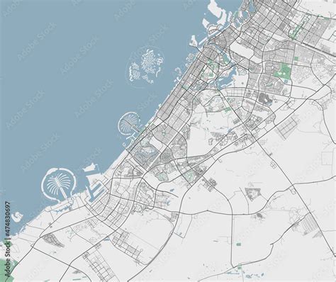 Dubai vector map. Detailed map of Dubai city administrative area ...