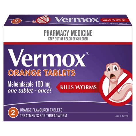 Vermox Orange Tablets - 2 tablets - Vermox