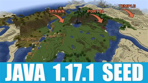 Minecraft Java 1.17.1 Seed: This seed has everything! Villages, temples, portals, various biomes ...