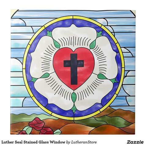 Luther Seal Stained Glass Window Tile | Zazzle.com | Luther rose, Stained glass, Stained glass ...