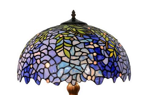 Large 16" Blue Wisteria Style Stained Glass Tiffany Floor Lamp | Buy Floor Lamps - 1460943