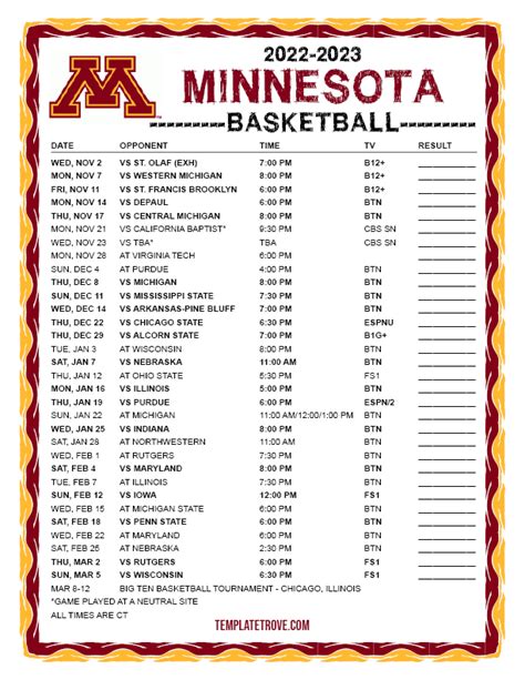 Gopher Basketball Schedule 2024 At Home - Minnesota Vikings Schedule 2024