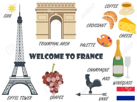 Welcome to France. Symbols of France. Set of icons. Vector. Stock ...