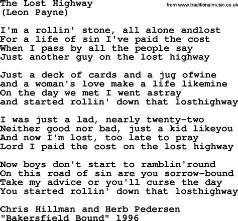 The Lost Highway, by The Byrds - lyrics with pdf