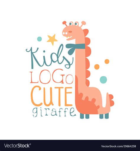 Kids logo cute giraffe baby shop label fashion Vector Image