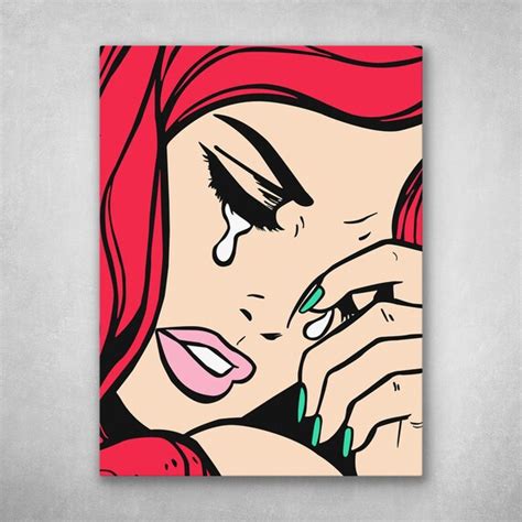 Pop Art Crying Girl Premium Canvas Wall Art | Etsy