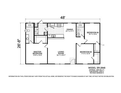 Littleton 3 bed / 2 bath / 1280 sqft affordable home for $66517 | Model SR2848 from Homes Direct