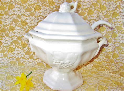 Soup Tureen Set Bowl Ladle Lid Porcelain Ceramic Antique Grape - Etsy