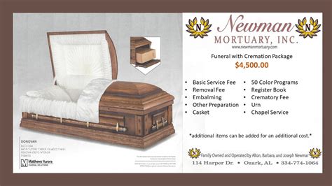 Packages | Newman Mortuary, Inc. | Ozark AL Funeral Home, Notary, Cremation and Headstone ...