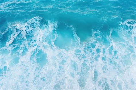 Premium Photo | Aerial view to ocean waves blue water background