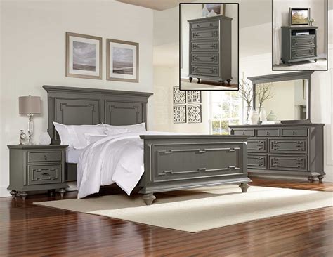 Monterrey Grey Geometric 5 Piece Queen Bedroom Set with Chest - Walmart.com - Walmart.com