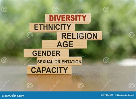 Diversity Ethnicity Religion Age Gender Sexual Orientation Capacity Words Written on Wooden ...