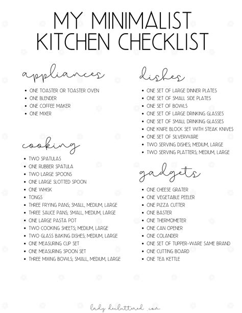 Basic Kitchen Necessities Checklist