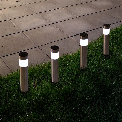 Solar Outdoor LED Light, Battery Operated Stainless Steel Path Walkway ...