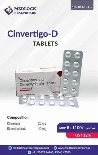 Cinnarizine And Dimenhydrinate Tablets, For HOSPITAL,CILINIC at Rs 1100/box of 100 pieces in ...