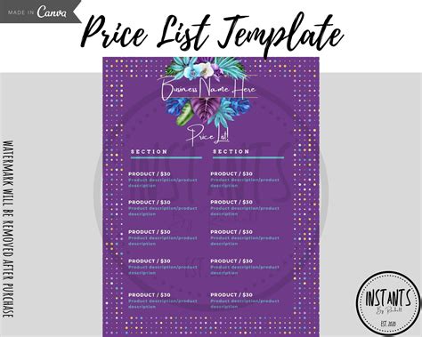 Diy Price List Template Printable Price List Design B - vrogue.co