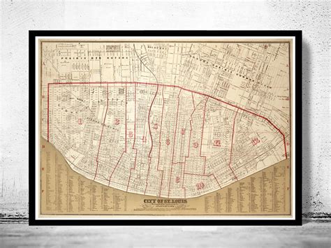 Old map of Saint Louis City St Louis 1870 | Old map, St louis map, Vintage map