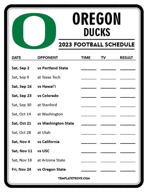 Oregon Ducks Football Calendar - Drucie Tressa
