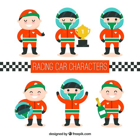 Free Vector | Collection of f1 racing characters