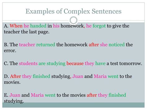 What is a complex sentence for kids