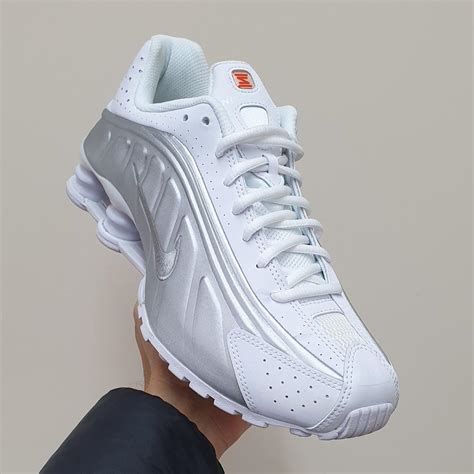 Nike Women's White and Silver Trainers | Depop