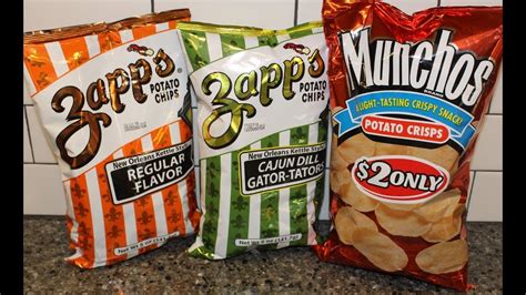 Zapp’s Potato Chips: Regular Flavor & Cajun Dill Gator-Tators and Munchos Potato Crisps Review ...