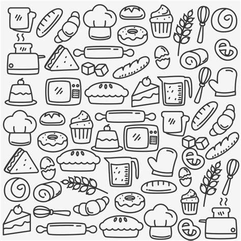 Set Of Cute Bread And Bakery Doodle Vector Illustration Bread And Bakery Doodle Background, Rat ...