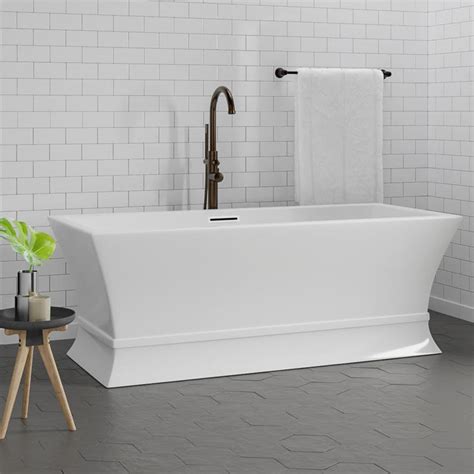 67" Bromley Acrylic Rectangular Freestanding Tub with Integral Drain ...