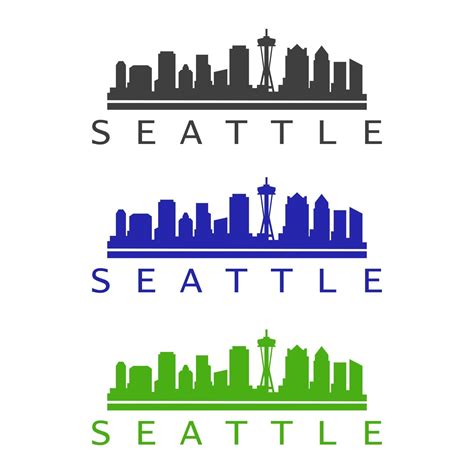 Seattle skyline illustrated on white background 3336945 Vector Art at ...