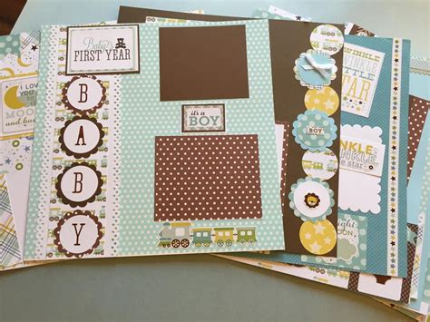 20 Baby boy premade first year scrapbook pages 12 by 12 | Etsy | Boy scrapbook layouts, Baby ...